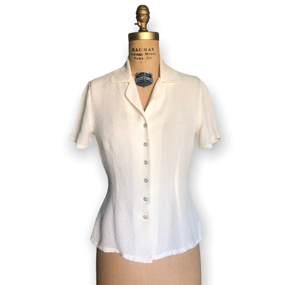 Cute Allison Taylor Petite Silk Button Down Top